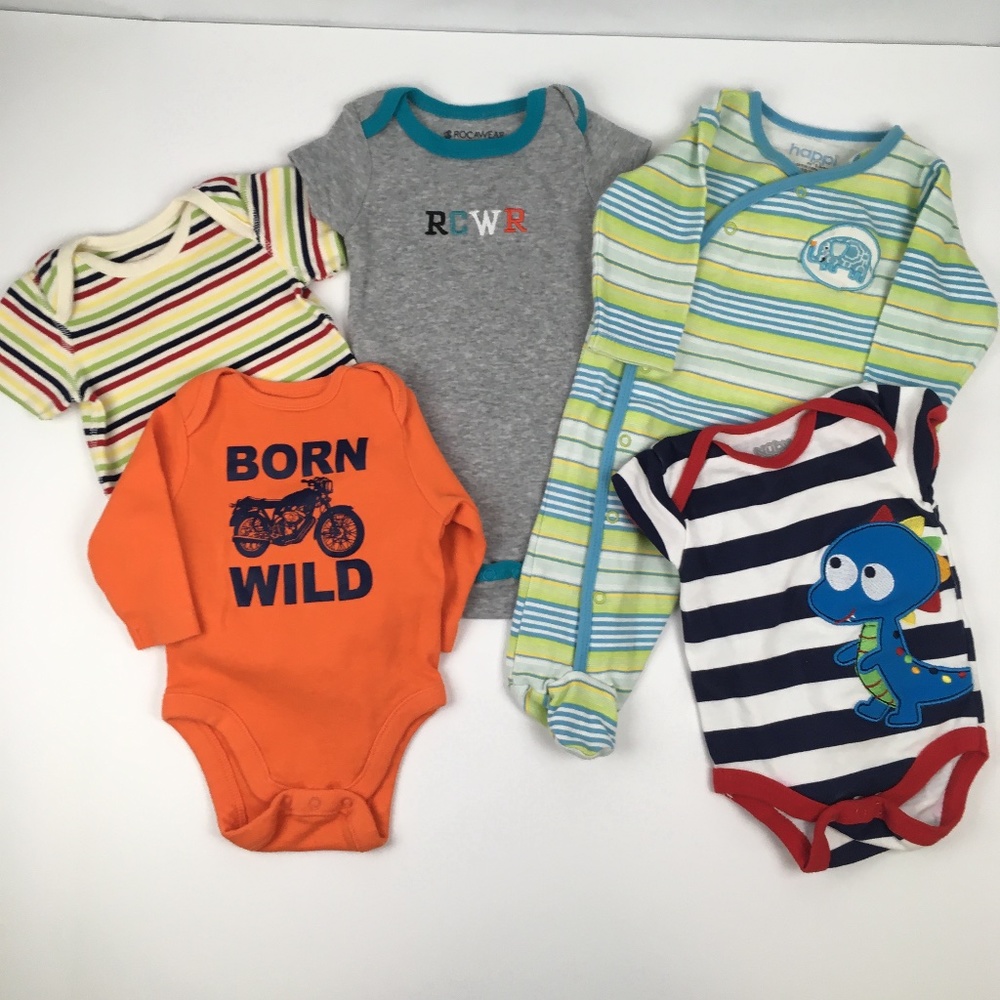 Lot 3-6MO Boy Onesies/Sleeper Variety of Brands
